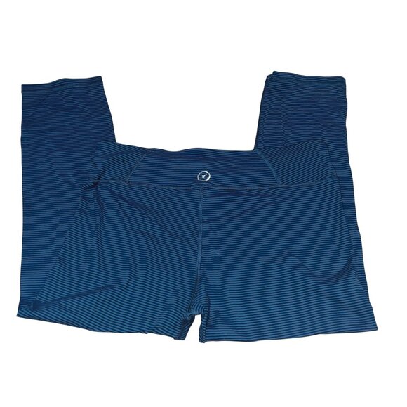 American Eagle Navy & Black Striped Capri Leggings Sz Medium Navy Womens Activew - Picture 3 of 7